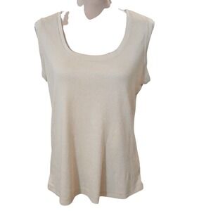 Fresh Produce Womens Large Sleeveless Scoop Neck Tunic Top Beige Knit Layering